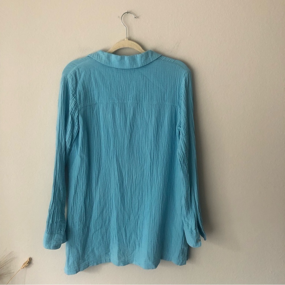 Soft Surrounding Gauze Button Down Tunic Shirt In… - image 7